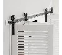 CCJH 5FT/60'' Bi-Folding Barn Door Hardware Sliding Track kit Heavy Duty for 4 Doors-No Wood Door,Hardwware Only