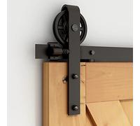CCJH 6.6FT/200cm Sliding Barn Door Closet Hardware Track Kit Track System Big Spoke Wheel Roller Hanger Set for Single Door