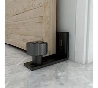 CCJH Sliding Barn Door Floor Guide Adjustable Wall Mounted Bottom Double Rollers Guide（Black 1pcs