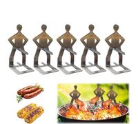 CCJHLYX 5 PCS Stainless Steel BBQ Sausage Holder,Funny BBQ Stand Man Hot Dog Holder, Portable Metal Hot Dog Roaster Rack,Creative Standing Man Sausage Barbecue Rack for Outdoor Camping