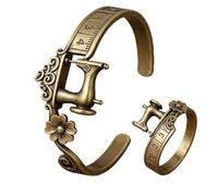 CCJHLYX Vintage Sewing Machine Bracelet & Ring Set - Antique Bronze Jewellery for Sewing Enthusiasts, Dressmakers & Quilters - Adjustable Craft-Themed Gift Set (Bronze Bracelet +Ring)