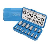 CCLIFE 14 pcs Female E Star Torx Socket Set E4-E24 | Torx nut set, E-profile, outer Torx inserts, socket spanner inserts for repair work on vehicles and machines