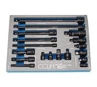 CCLIFE 18-Piece Socket Spanner Extension Set 1/4 Inch 3/8 Inch 1/2 Inch Ratchet Connector Parts Including Socket Adaptor Universal Joint Cr-V