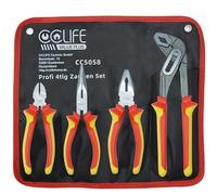 CCLIFE 4pcs Pliers Set, 170 mm Long Nose Plier, 170mm Combination Plier，160 mm Side Cutters, 250 mm Water Pump Pliers, Hardened Jaws Cutting Edges for DIY Household Repair