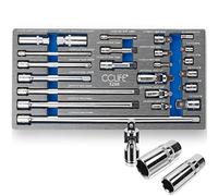 CCLIFE Extension Set 1/4 Inch 3/8 Inch 1/2 Inch Ratchet Adapter Cr-V 23-Piece