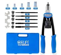 CCLIFE Professional Hand Blind Rivet Nut Tool Riveter Gun Kit with 150 Rivets M5 M6 M8 M10 M12 (30 Pieces Each)
