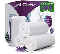 CCLINERS 2.6 Gallon Small White 200 Trash Bags Lavender Scented Bathroom Garbage Bags Wastebasket Can Liners for Home Office Bins, 200 count