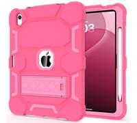 CCMAO Case for iPad 10th Generation 10.9 Inch 2022, iPad (A16) 11th Gen 11 Inch 2025, with Kickstand & Pencil Holder, Heavy Duty Shockproof Hybrid Protective Cover for Kids, Rose+Light Rose