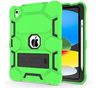 CCMAO Case for iPad 10th Generation 10.9 Inch 2022, iPad (A16) 11th Gen 11 Inch 2025, with Kickstand & Pencil Holder, Heavy Duty Shockproof Hybrid Protective Cover for Kids, Light Green+Black