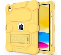 CCMAO Case for iPad 10th Generation 10.9 Inch 2022, iPad (A16) 11th Generation 11 Inch 2025, with Kickstand & Pencil Holder, Heavy Duty Shockproof Hybrid Protective Cover for Kids,Yellow