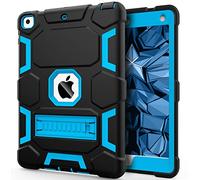 CCMAO Case for iPad 6th/5th Generation (9.7-inch, 2018/2017), iPad Air 2nd Generation Case (2014) with Kickstand, Hybrid Shockproof Protective iPad 9.7 Case for Kids Boys, Black+Blue