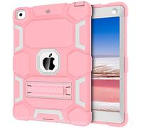 CCMAO Case for iPad 6th/5th Generation/Air 2, 9.7 Inch (2018/2017 Model), Hybrid Shockproof Rugged Protective Cover with Kickstand for Women, Rose Gold+Grey