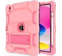 CCMAO Case for iPad (A16) 11th/10th Generation(2025/2022), iPad 10th Case with Kickstand & Pencil Holder, Heavy Duty Shockproof Hybrid Three Layer Protective Cover for iPad 11/10, Rose Gold+Rose