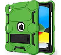 CCMAO Case for iPad (A16) 11th/10th Generation(2025/2022), iPad 10th Case with Kickstand & Pencil Holder, Heavy Duty Shockproof Hybrid Three Layer Protective Cover for Women, Green+Black
