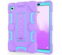 CCMAO Case for Samsung Galaxy Tab A9 Case 8.7 Inch 2023 Model, Heavy Duty Shockproof Hybrid Three Layer Protective Cover with Kickstand for Samsung A9 Tablet 8.7" (SM-X110/X115/X117), Purple+Green