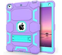 CCMAO iPad 6th Generation Cases, iPad 5th Generation Case, iPad 9.7 Case, iPad Air 2 Case, Hybrid Shockproof Rugged Drop Protection Case Built with Kickstand for Kids Girls, Purple+Green
