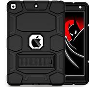 CCMAO iPad 9th Generation Case, iPad 8th/7th Generation Case, iPad 10.2 2021/2020/2019 Case with Kickstand, Heavy Duty Shockproof Hard Hybrid Three Layer Protective Cover, Black
