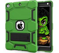 CCMAO iPad 9th Generation Case, iPad 8th/7th Generation Case, iPad 10.2 2021/2020/2019 Case with Kickstand, Heavy Duty Shockproof Hard Hybrid Three Layer Protective Cover, Green+Black