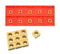CCMT060204-HM YBC251 Carbide Lathe Insert for CNC Turning Tools, 10-Piece Set, Golden TiN-Coated, 6x6x2.5mm