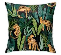 CCOCND Jungle Throw Pillow Cushion Cover Rainforest Wild Animal Tiger Palm Tree Leaf Decorative Square Accent Pillow Case 18" X 18" Green