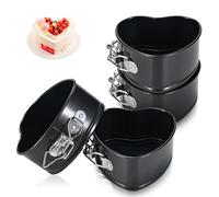 CCOGREAT 10cm Springform Pans Set, 4 Pack Non-Stick Cheesecake Pan, Leakproof Cake Pan, Removable Bottom Baking Pans, for Mini Cake, Pizzas and Quiches, Cheesecakes, Birthday Cake, Heart Shape