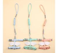 CCOLDRFAK New Adjustable Anti-Breakaway I-Shaped cat Chest Back Set Cute Angel Wings Leash, M码（0.8cm*120cm*1.5cm）, blue