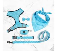 CCOLDRFAK Printed six-Piece pet Supplies Comfort Polyester Dog Harness Double-Sided Printed Dog Harness, Happy Indian Blue