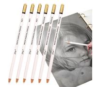 Ccomage 6Pcs Professional White Charcoal Pencils for Artists Drawing Set Soft & Medium-Hard Sketch Highlight White Pencils for Drawing Sketching Shading Blending Chalk Pencil Painting Art Supplies