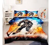 CCoutueChen Ice Hockey Comforter Set Queen Size Tie Dye Athlete Comforter Sports Competition Tie-Dyed Soft Lightweight Bedding Set 3 Pcs for All Seasons (1 Comforter, 2 Pillowcases)