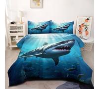CCoutueChen Shark Comforter Set Twin Size for Kids Marine Sea Creatures Bedding for Girls Teens 1Pcs Soft Microfiber Comforter with 1 Pillowcase/104 x90