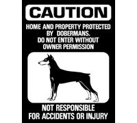 CCPARTON Metal Sign Caution Property Protected by Doberman Pinscher Do Not Enter Warning Sign 8x12 Inches Retro Metallic Tin Wall Mount