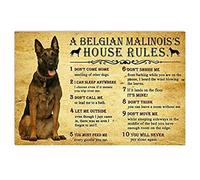 CCPARTON Metal Sign House Rules by Belgian Malinois Dog Rules Funny Gift for Family Decor Retro Metal Tin Sign Vintage Aluminum Sign for Home Coffee Wall Decor 8x12 Inch