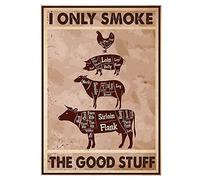 CCPARTON Metal Sign I Only Smoke The Good Stuff BBQ Retro Sign Vintage Aluminum Tin Sign for Kitchen Home Cafe Bar 16x12 Inch