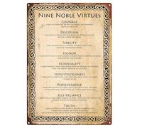 CCparton Metal Tin Signs Nine Noble Virtues Sign Decor 9 Noble Virtues Wallpaper Vintage Tin Sign Pack 12x8 inch