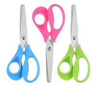CCR Left Handed Scissors Kids,13cm Safety Blunt Stainless Steel PP Plastic Handles Left Handed Kids Scissors for DIY Cutting,Assorted Color,3 Pack