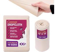 CCS Canvas Drop Cloth for Painting - All Purpose Cotton Duck Cloth Tarp for Curtains, Tablecloths, Backdrops - Washable & Reusable Floor Cover & Dust Sheet for Furniture (12x15 Ft)