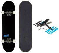 CCS Skateboard Complete - Color Logo and Natural Wood - Fully Assembled - Includes Skateboard Tool and Stickers (Black, 7.0" (Mini/Kid's Size))