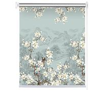 Ccsh Vinyl Blackout Roller Blinds Floral Pattern, Thermal Insulated Sunblock Window Shade for Bedroom Living Room Bath, Easy to Assemble, Custom (Size : 85cmx100cm/2.8ftx3.3ft)