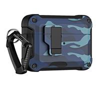 CCSmall for AirPods Pro 2 Case Cover Camouflage with Carabiner Keychain & Secure Lock Clip, Military Armor Cover Automatic Pop-up Case for Apple AirPod Pro 2nd/1st Gen (2023/2022/2019),Camo Blue