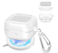 CCSmall for Samsung Galaxy Buds 4 Pro Case with Carabiner Keychain, Galaxy Buds 4 Case Carbon Fiber Grain Shockproof Armor Protective Cover Case for Samsung Buds 4/4 Pro Generation, Fiber White