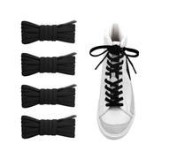 CCSOFTIME 2 Pairs Flat Black Elastic Laces for Trainers,Stretchy Trainers Shoelaces Replacement for Converse Air Force 1,Flat Elastic Slip on Laces for Men Women Kids(Black-090cm)