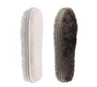CCSOFTIME 2 Pairs Genuine Sheepskin Insoles,Thick Fluffy Wool Insoles for Women Men,Furry Lambswool Fur Insoles for Boot Slippers,Warm Wool Fleece Insoles EU46(UK12) White Grey