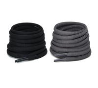 CCSOFTIME 2 Pairs Oval Grey Laces for Trainers,6mm Black Basketball Shoelaces for Sports,Running,Half Round Replacement Laces for Women Men Kids(Grey Black-100cm)