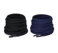 CCSOFTIME 2 Pairs Oval Navy Laces for Trainers,6mm Black Basketball Shoelaces for Sports,Running,Half Round Replacement Laces for Women Men Kids(Navy Black-120cm)