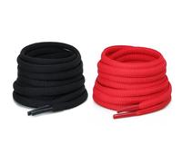 CCSOFTIME 2 Pairs Oval Red Laces for Boots,6mm Black Basketball Shoelaces for Sports,Running,Half Round Replacement Bootlaces for Women Men Kids(Red Black-140cm)