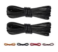 CCSOFTIME 2 Pairs Round Waxed Black Shoe Laces,110cm Dress Heavy Duty Boot Laces for Leather Oxford Brogues Derby Desert Formal Boots,2.5mm Thin Shoelaces for Women Men Kids,Black 110cm