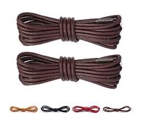 CCSOFTIME 2 Pairs Round Waxed Brown Shoe Laces,60cm Short Dress Heavy Duty Boot Laces for Leather Oxford Brogues Derby Desert Formal Boots,2.5mm Thin Shoelaces for Women Men Kids,Brown 60cm
