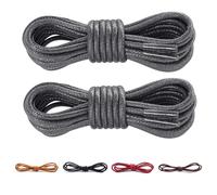 CCSOFTIME 2 Pairs Round Waxed Grey Shoe Laces,60cm Short Dress Heavy Duty Boot Laces for Leather Oxford Brogues Derby Desert Formal Boots,2.5mm Thin Shoelaces for Women Men Kids,Grey 60cm
