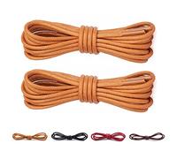 CCSOFTIME 2 Pairs Round Waxed Tan Shoe Laces,120cm Dress Heavy Duty Boot Laces for Leather Oxford Brogues Derby Desert Formal Boots,2.5mm Thin Shoelaces for Women Men Kids,Tan 120cm