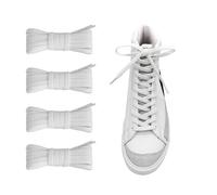 CCSOFTIME 2 Pairs White Elastic Laces for Trainers, Stretchy Trainers Shoelaces Replacement for Converse Air Force 1,Flat Elastic Slip on Laces for Men Women Kids(White-115cm)